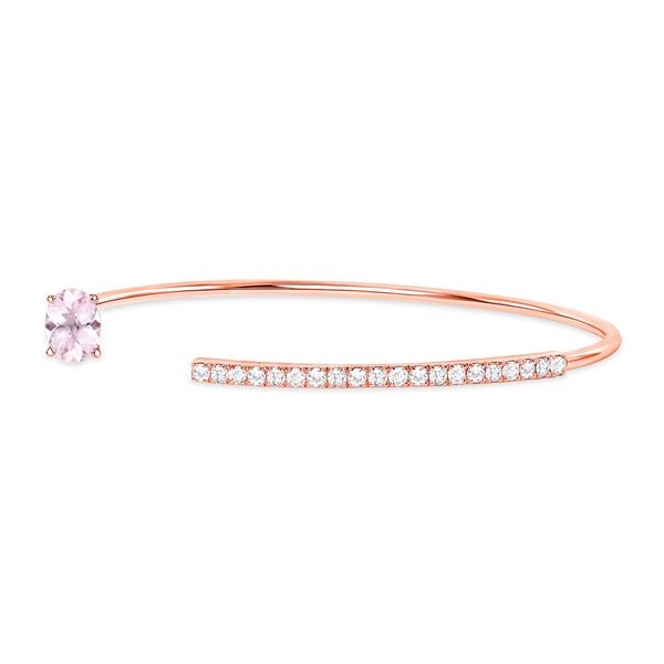Natural 1.67 CTW Diamond & Pink Sapphire Bangle 14KT Rose Gold