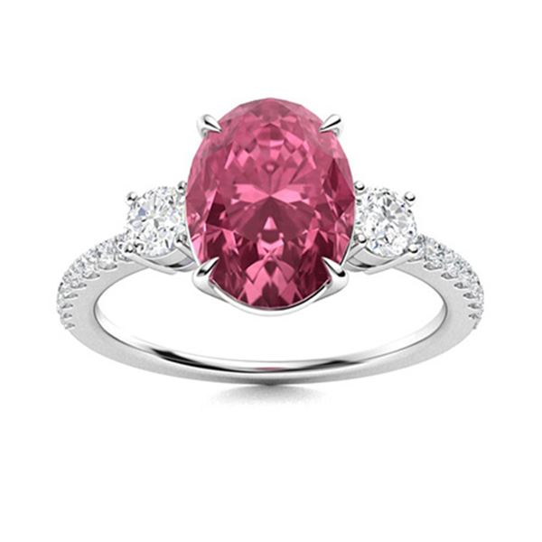 Natural 2.93 CTW Tourmaline & Diamond Engagement Ring 18K White Gold