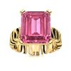 Image 1 : Natural 2.57 CTW Tourmaline Solitaire Ring 18K Yellow Gold