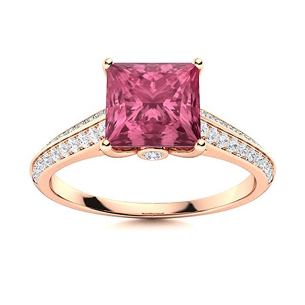 Natural 1.14 CTW Tourmaline & Diamond Engagement Ring 18K Rose Gold