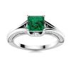 Image 1 : Natural 1.48 CTW Emerald & Diamond Engagement Ring 18K White Gold