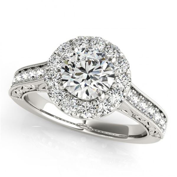 Natural 1.7 ctw Diamond Solitaire Halo Ring 14k White Gold