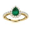 Image 1 : Natural 1.37 CTW Emerald & Diamond Engagement Ring 18K Yellow Gold