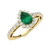 Image 2 : Natural 1.37 CTW Emerald & Diamond Engagement Ring 18K Yellow Gold