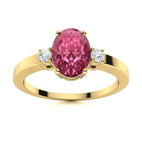 Natural 1.38 CTW Pink Sapphire & Diamond Engagement Ring 18K Yellow Gold