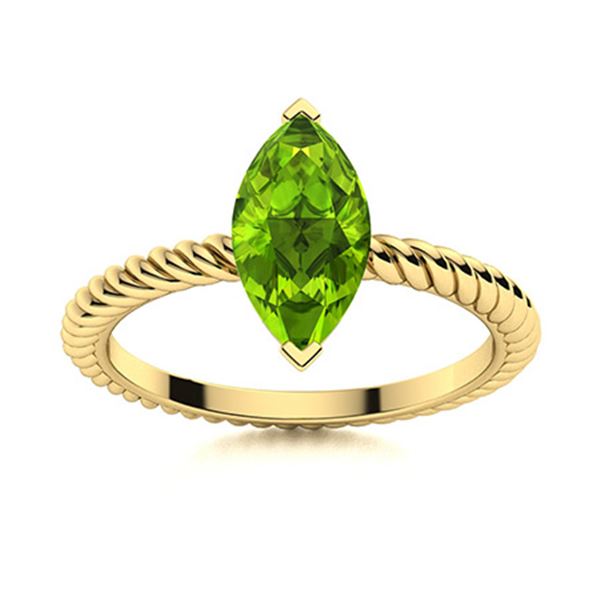 Natural 0.27 CTW Peridot Solitaire Ring 18K Yellow Gold