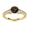 Image 1 : Natural 1.45 CTW Smoky Quartz & Diamond Engagement Ring 14K Yellow Gold