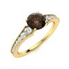 Image 2 : Natural 1.45 CTW Smoky Quartz & Diamond Engagement Ring 14K Yellow Gold