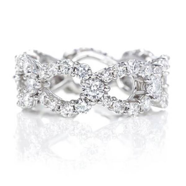 Natural 1.52 CTW Round Cut Infinity Eternity Diamond Band Wedding Ring 14KT White Gold