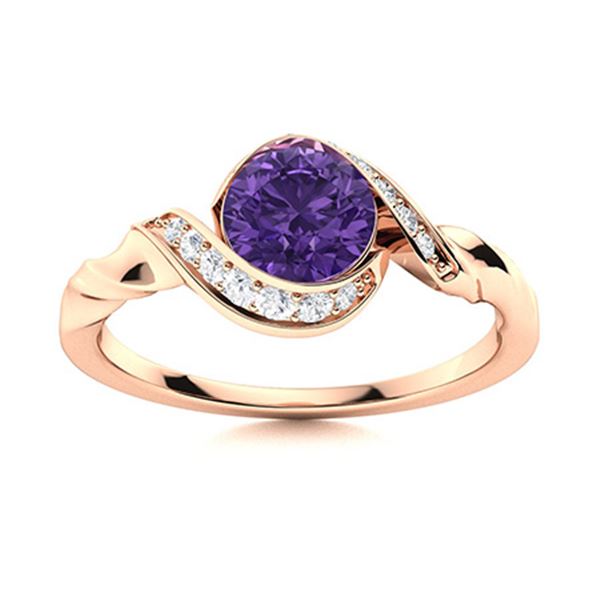 Natural 0.74 CTW Amethyst & Diamond Engagement Ring 14K Rose Gold