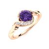 Image 2 : Natural 0.74 CTW Amethyst & Diamond Engagement Ring 14K Rose Gold