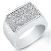 Image 1 : Natural 3.77 CTW Men's Invisible Set Princess Cut Diamond Ring 14KT White Gold