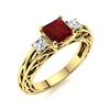 Image 2 : Natural 1.24 CTW Garnet & Diamond Engagement Ring 14K Yellow Gold