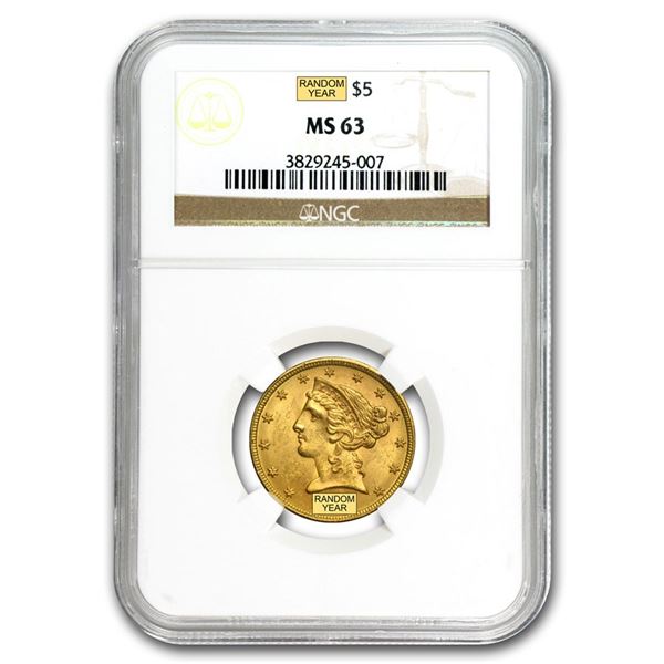 $5 Liberty Gold Half Eagle MS-63 NGC