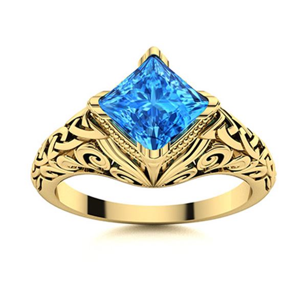 Natural 0.80 CTW Topaz Solitaire Ring 14K Yellow Gold