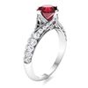 Image 2 : Natural 3.08 CTW Ruby & Diamond Engagement Ring 14K White Gold