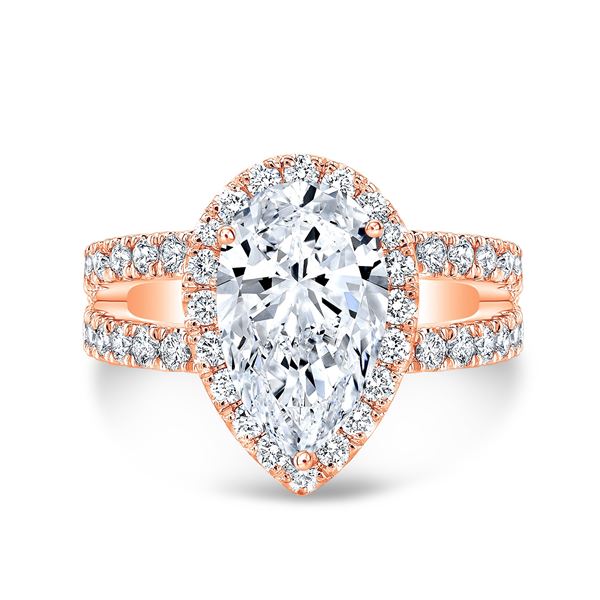 Natural 4.42 CTW Pear Cut Split Shank Diamond Engagement Ring 18KT Rose Gold