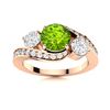 Natural 1.42 CTW Peridot & Diamond Engagement Ring 18K Rose Gold