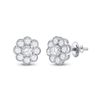 14kt White Gold Womens Round Diamond Cluster Earrings 3/4 Cttw