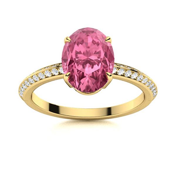 Natural 4.88 CTW Tourmaline & Diamond Engagement Ring 18K Yellow Gold