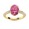 Image 1 : Natural 4.88 CTW Tourmaline & Diamond Engagement Ring 18K Yellow Gold