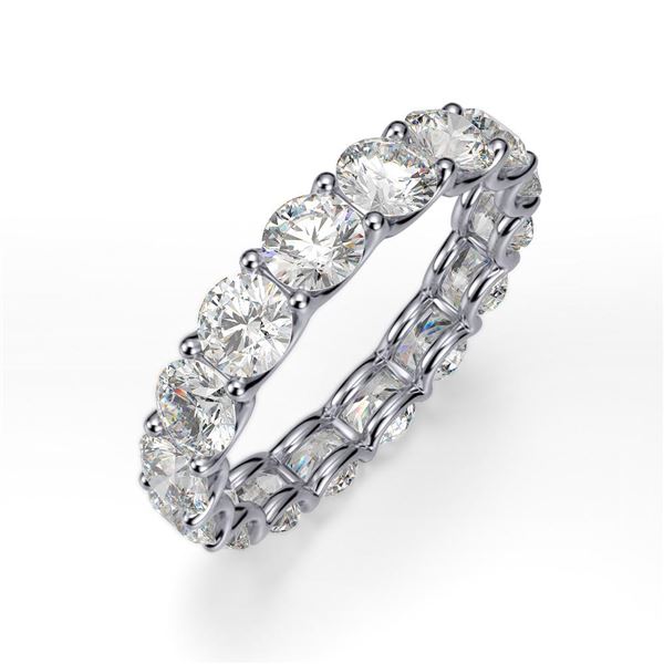 Natural 4.02 CTW U-Setting Round Brilliant Diamond Eternity Ring 14KT White Gold