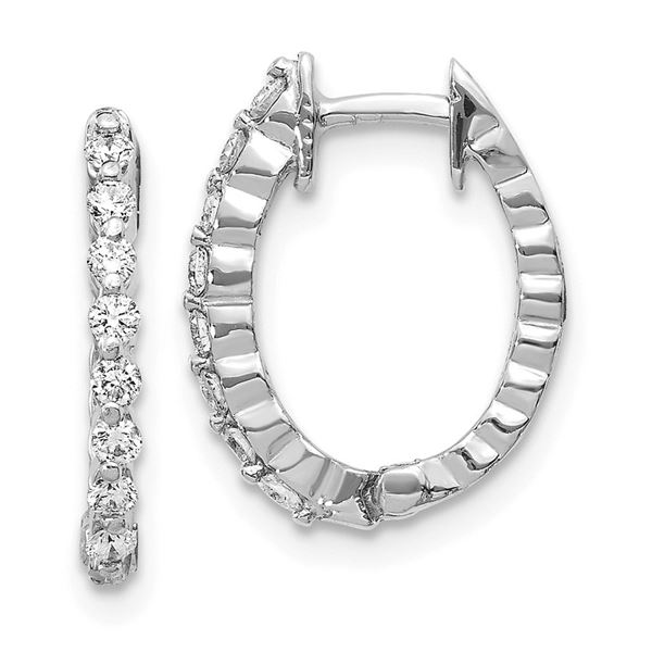 14k White Diamond Hinged Hoop Earring Mountings - 15 mm