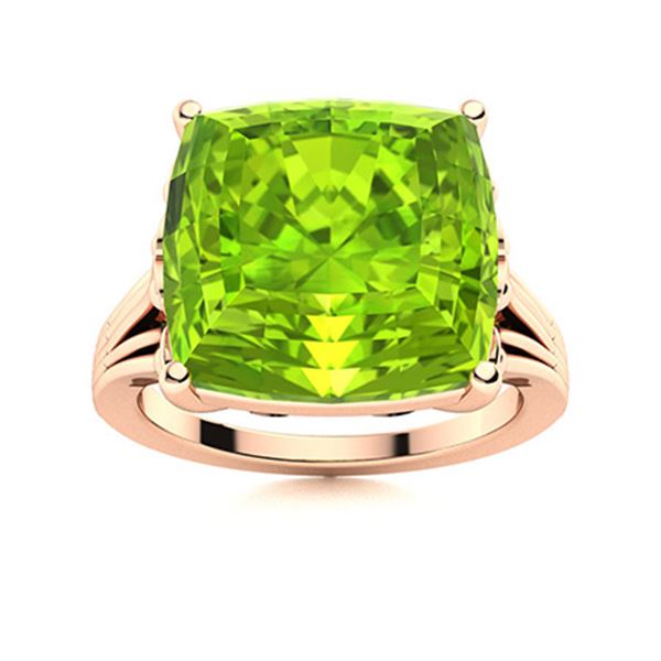 Natural 5.51 CTW Peridot Solitaire Ring 14K Rose Gold