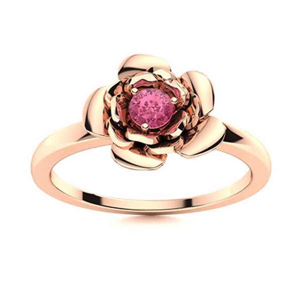 Natural 0.11 CTW Tourmaline Solitaire Ring 14K Rose Gold