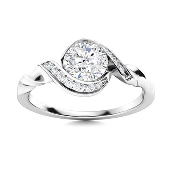 Natural 1.15 CTW Diamond Solitaire Ring 18K White Gold