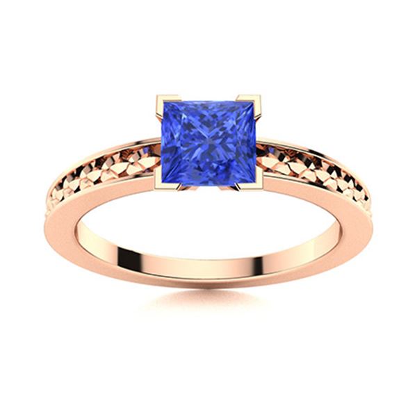 Natural 0.87 CTW Ceylon Sapphire Solitaire Ring 18K Rose Gold