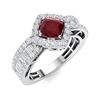 Image 2 : Natural 2.28 CTW Ruby & Diamond Engagement Ring 18K White Gold
