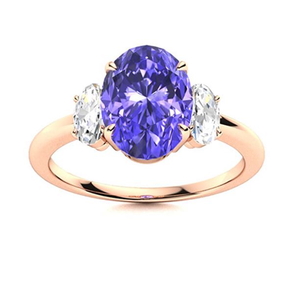 Natural 4.22 CTW Tanzanite & Diamond Engagement Ring 18K Rose Gold