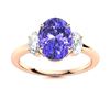 Image 1 : Natural 4.22 CTW Tanzanite & Diamond Engagement Ring 18K Rose Gold