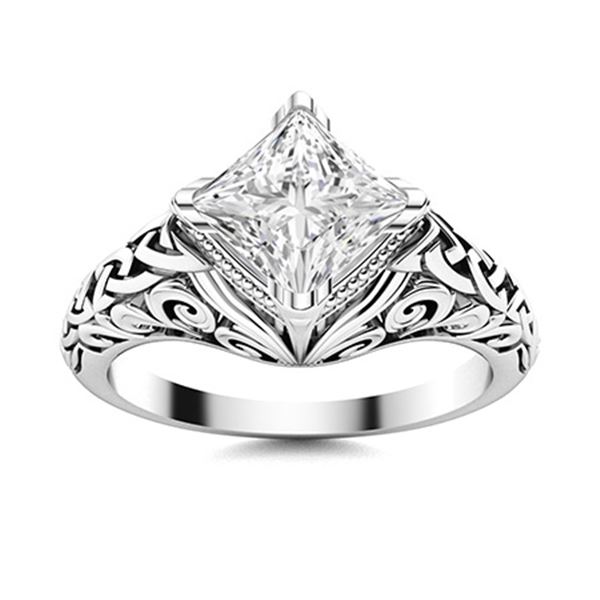 Natural 1.26 CTW Diamond Solitaire Ring 18K White Gold