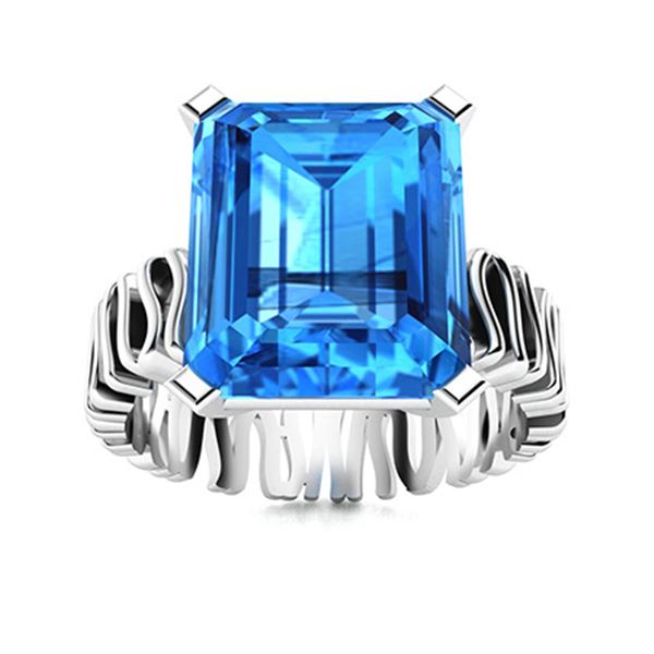 Natural 5.07 CTW Topaz Solitaire Ring 14K White Gold