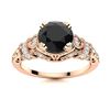 Image 1 : Natural 1.06 CTW Onyx & Diamond Engagement Ring 18K Rose Gold