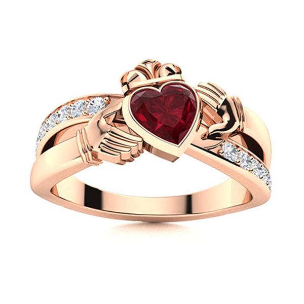 Natural 0.85 CTW Ruby & Diamond Engagement Ring 18K Rose Gold