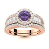Image 1 : Natural 1.38 CTW Iolite & Diamond Engagement Ring 14K Rose Gold