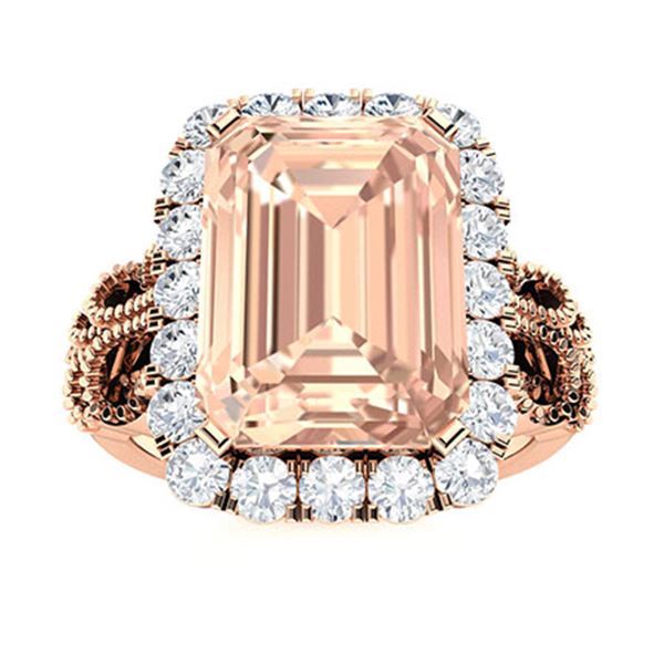 Natural 3.73 CTW Morganite & Diamond Engagement Ring 14K Rose Gold