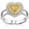 Image 1 : Natural 2.02 CTW Canary Yellow Heart Shape Diamond Ring 18KT White Gold