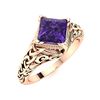 Image 2 : Natural 0.52 CTW Amethyst Solitaire Ring 18K Rose Gold
