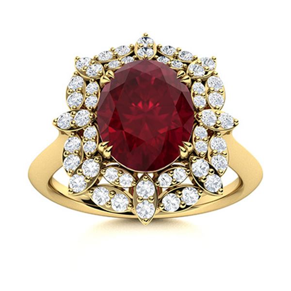 Natural 2.28 CTW Ruby & Diamond Engagement Ring 14K Yellow Gold