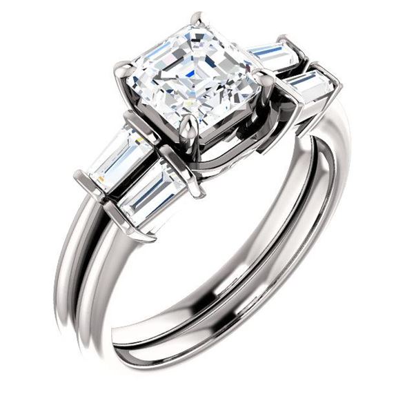 Natural 2.62 CTW Asscher Cut & Baguette Diamond Bridal Set 14KT White Gold