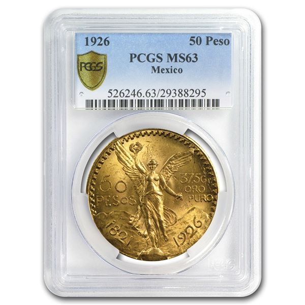 1926 Mexico Gold 50 Pesos MS-63 PCGS