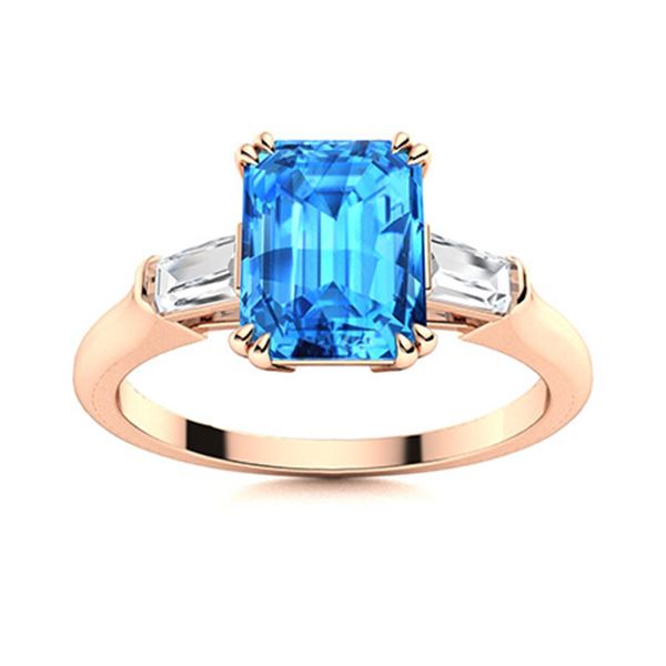 Natural 1.40 CTW Topaz & Diamond Engagement Ring 18K Rose Gold