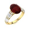 Image 2 : Natural 3.83 CTW Garnet & Diamond Engagement Ring 18K Yellow Gold