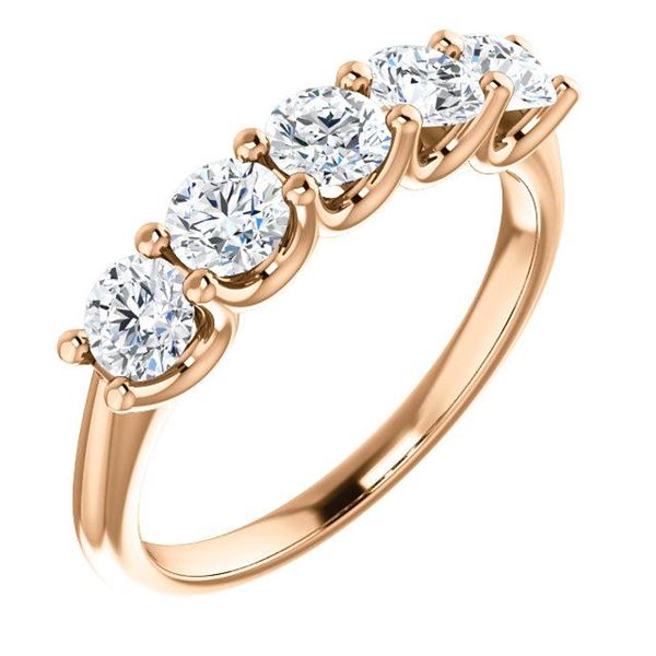 Natural 1.02 CTW Round Cut 5-Stone Diamond Ring 18KT Rose Gold