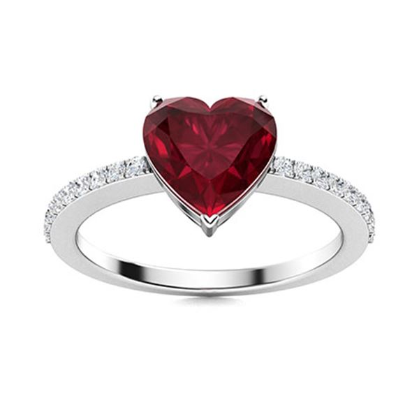 Natural 0.83 CTW Ruby & Diamond Engagement Ring 14K White Gold