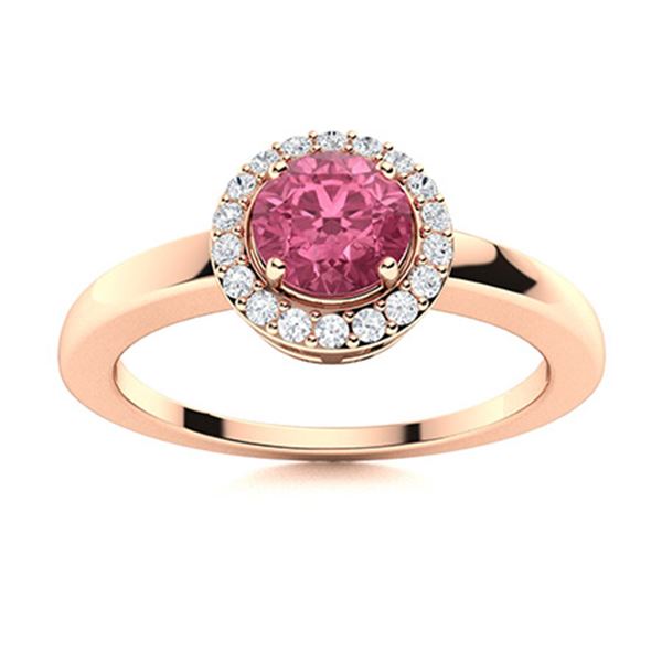 Natural 0.53 CTW Tourmaline & Diamond Engagement Ring 18K Rose Gold